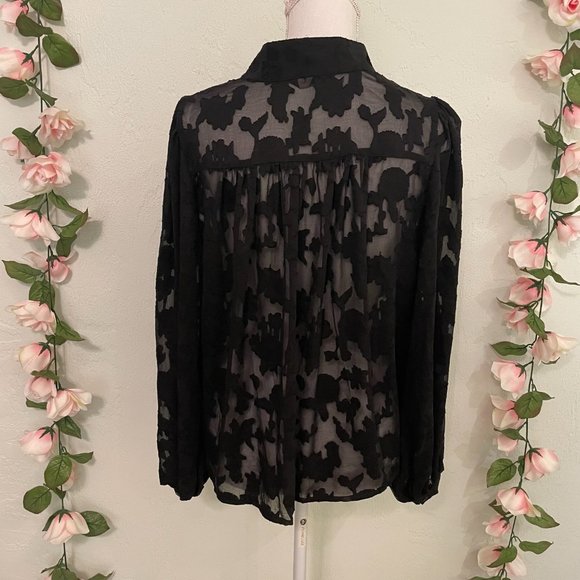 NWOT Sheer Balloon Long Sleeve Floral Top - Banana Republic - Picture 5 of 6